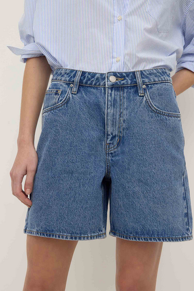 Mid Rise Vintage Denim Short - Dark Stone