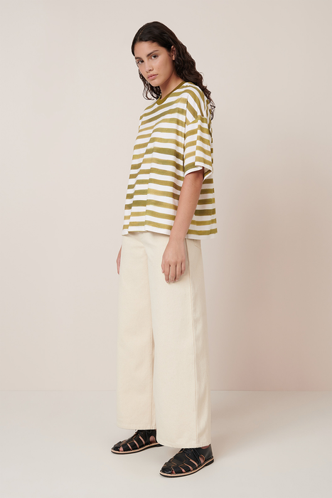 Oversized Boxy Tee - Brushstroke Stripe