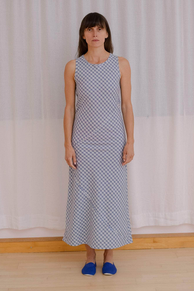 Larva Dress - Blue Check