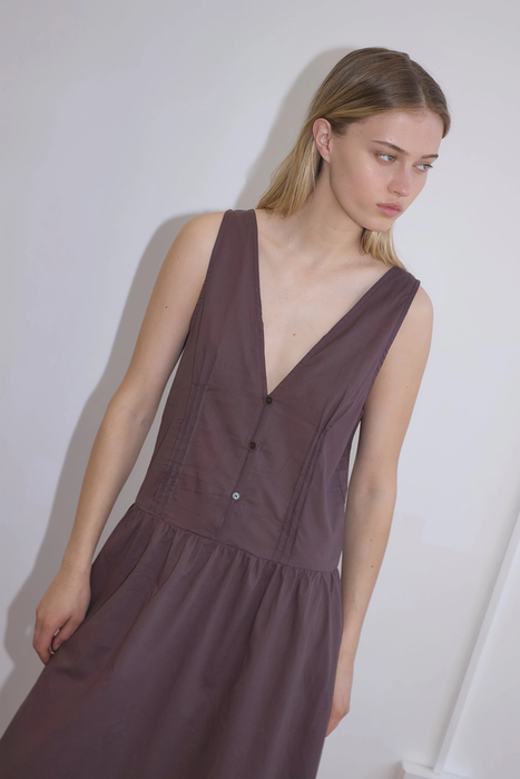 Pintuck Dress - Raisin