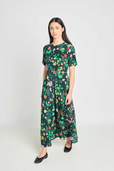 Madeleine Dress - Deep Green Floral