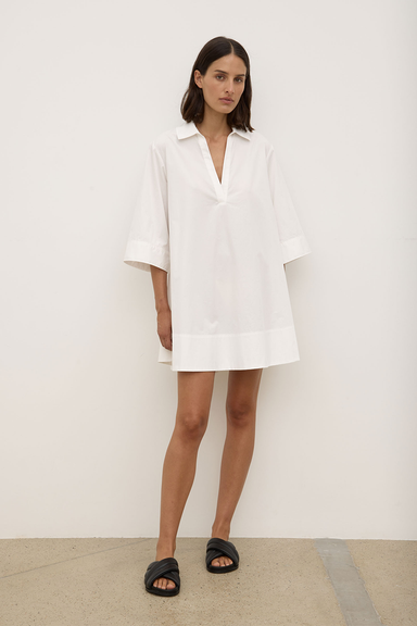 Claire Mini Shirt Dress - White