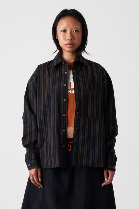 Raw Stripe Shirt - Black