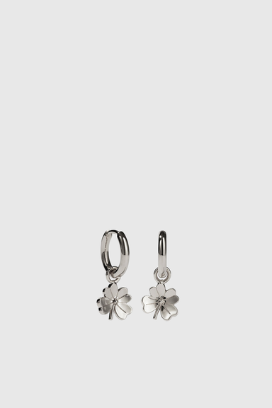 Lucky Clover Charm Earrings - Sterling Silver