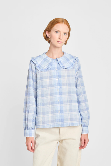 Study of Dreams Blouse - Pale Blue Check