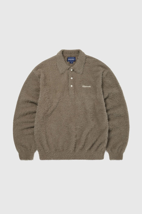 SCT-Logo Shaggy Knit Polo - Mud