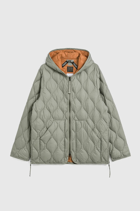 Soft Shell Military Hood W-Zip Down Jacket - Dark Sage Green