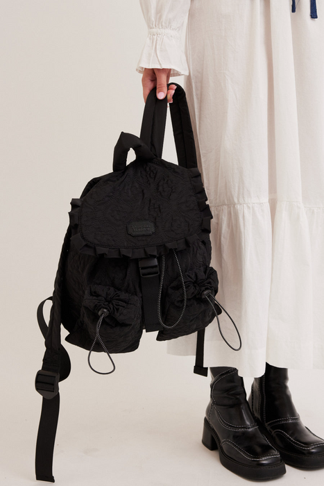 Frill Floral Backpack - Black