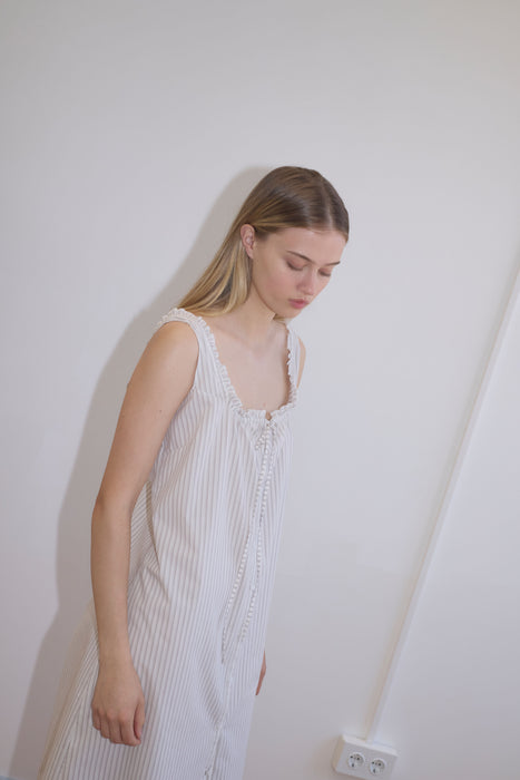 Button Sweep Dress - Gull Stripe