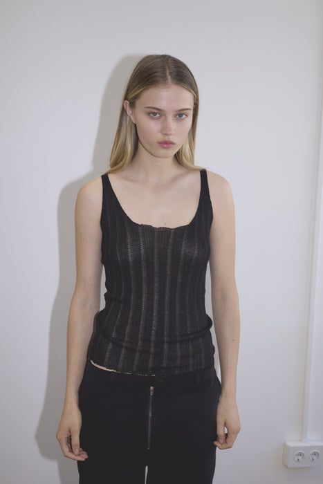 Open Work Tank - Black