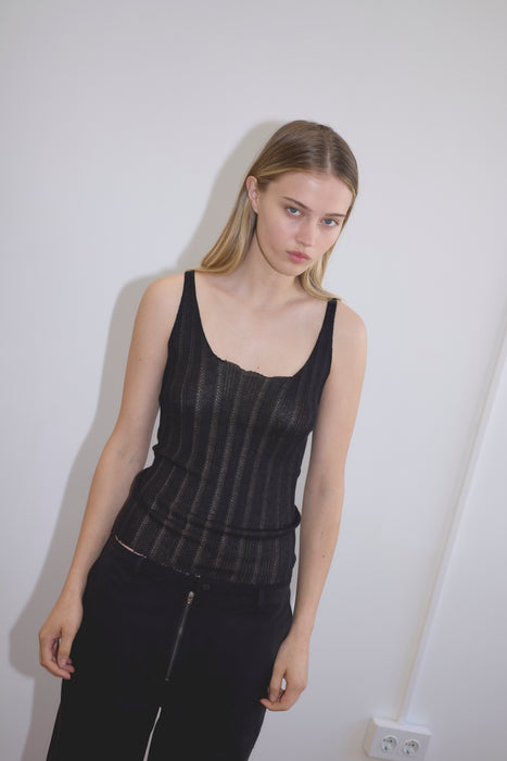 Open Work Tank - Black