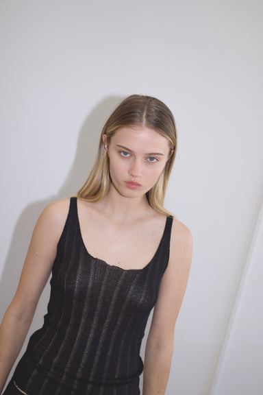 Open Work Tank - Black