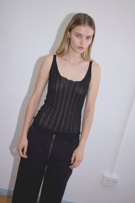 Open Work Tank - Black