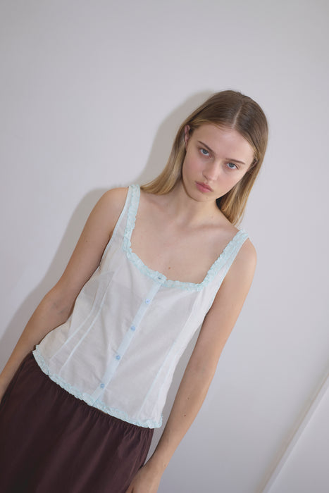 Button Frill Top - Mint