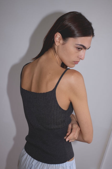 Ribbed Tank - Dark Charcoal
