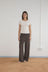 Double Belted Pant - Brown Stripe