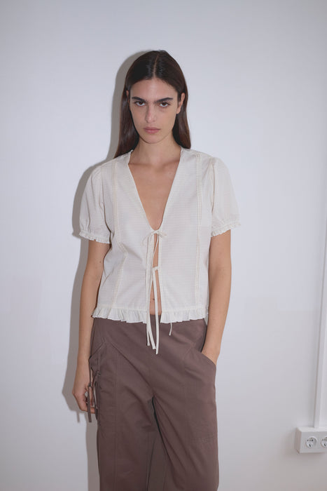 Pintuck Top - Bone Check