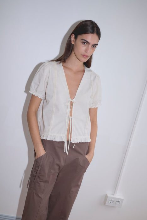 Pintuck Top - Bone Check