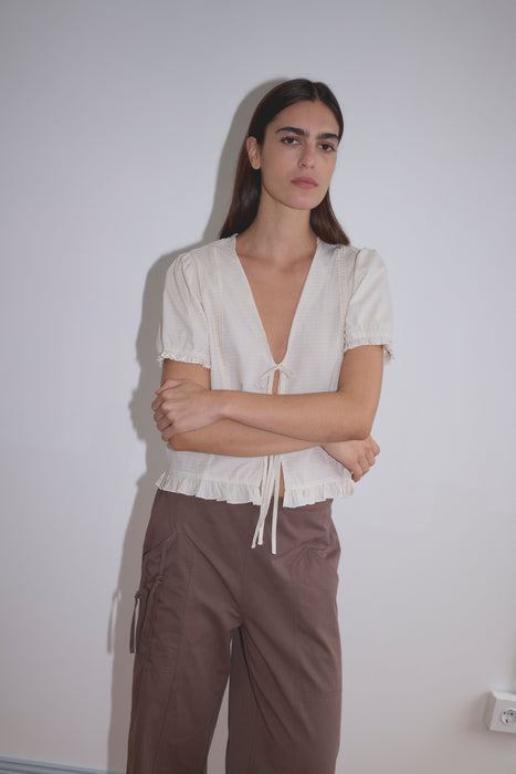 Pintuck Top - Bone Check