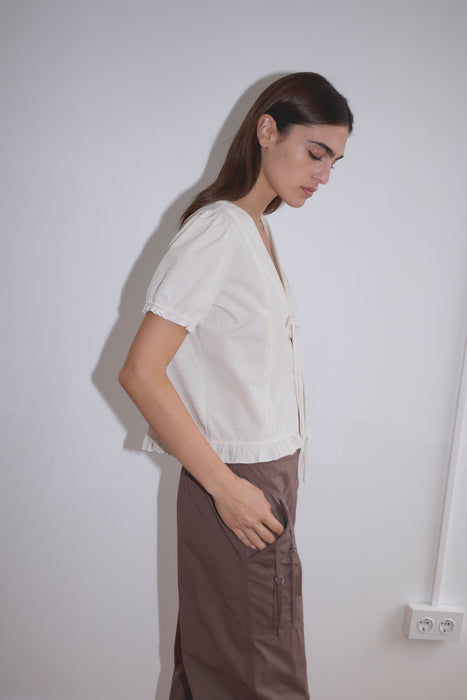 Pintuck Top - Bone Check