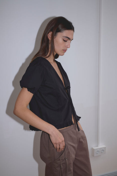 Pintuck Top - Black