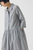 Fine Stripe Cotton Shirt Dress - Ecru / Slate