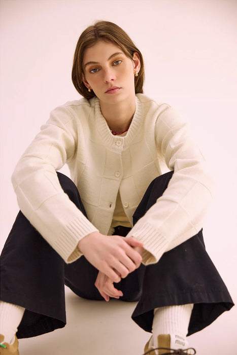 Squares Cardi - Cream Sparkle