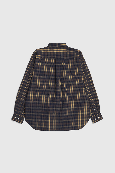 Mo Oversized Wool Check Shirt - Dark Navy Check
