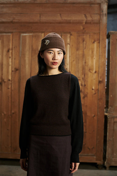 Striped Star Vest - Chestnut / Black Stripe