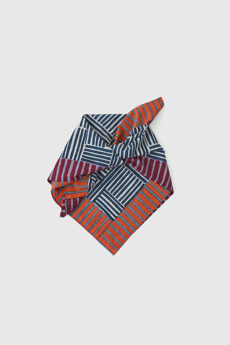 Patchwork Stripe Block Print Bandana - Verdigris / Multi