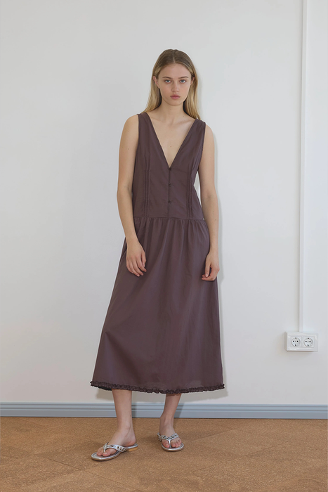 Pintuck Dress - Raisin