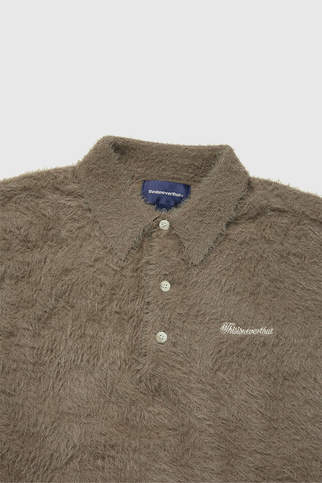 SCT-Logo Shaggy Knit Polo - Mud