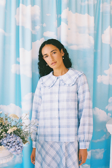 Study of Dreams Blouse - Pale Blue Check