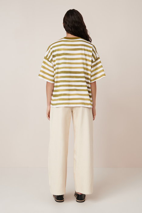 Oversized Boxy Tee - Brushstroke Stripe