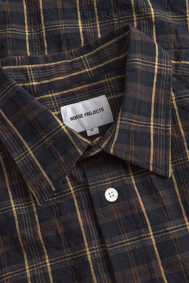 Mo Oversized Wool Check Shirt - Dark Navy Check