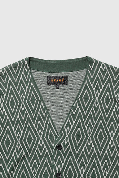 Cardigan Zigzag Pattern Jacquard - Green