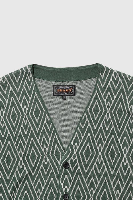 Cardigan Zigzag Pattern Jacquard - Green