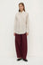 Amaro Italian Stripe Long Sleeve Shirt - Merlot / White Stripe
