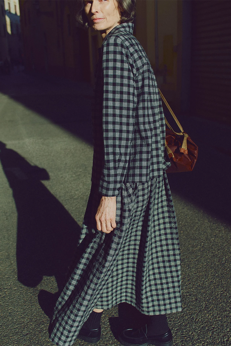 Ollie Binding Check Cotton Wool Shirt - Black / Ecru