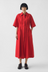 Pleated Cotton Linen Dress - Cardinal Red