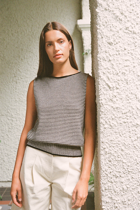 Star Vest - Black / Creme Stripe