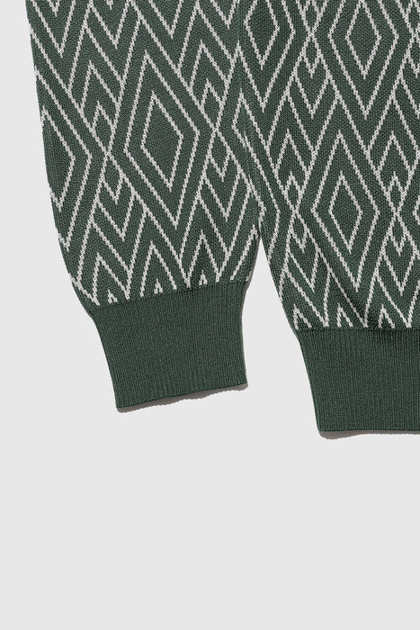 Cardigan Zigzag Pattern Jacquard - Green