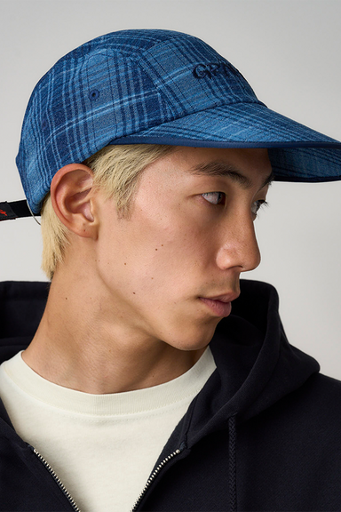 Long Bill Cap - Indigo Checkered Plaid