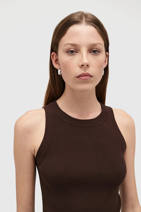 PM Knitted Singlet - Espresso