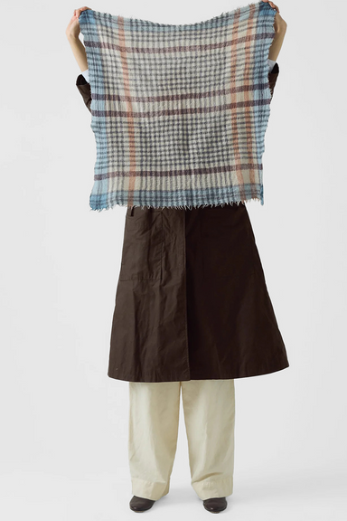 Pantry Check Boiled Wool Scarf - Pale Stone