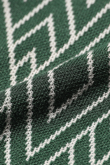 Cardigan Zigzag Pattern Jacquard - Green