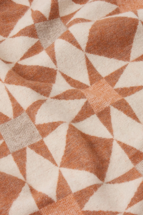 Jacquard Star Wool Blanket - Rust / Soft Peach