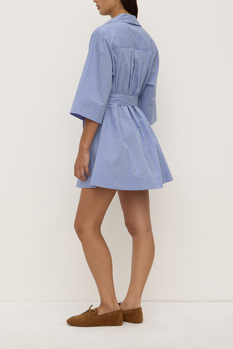 Erina Stripe Mini Shirt Dress - Blue / White Stripe