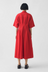 Pleated Cotton Linen Dress - Cardinal Red