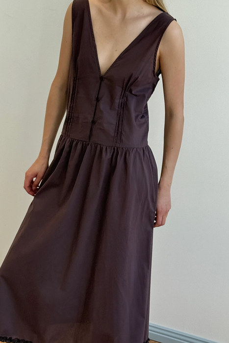 Pintuck Dress - Raisin